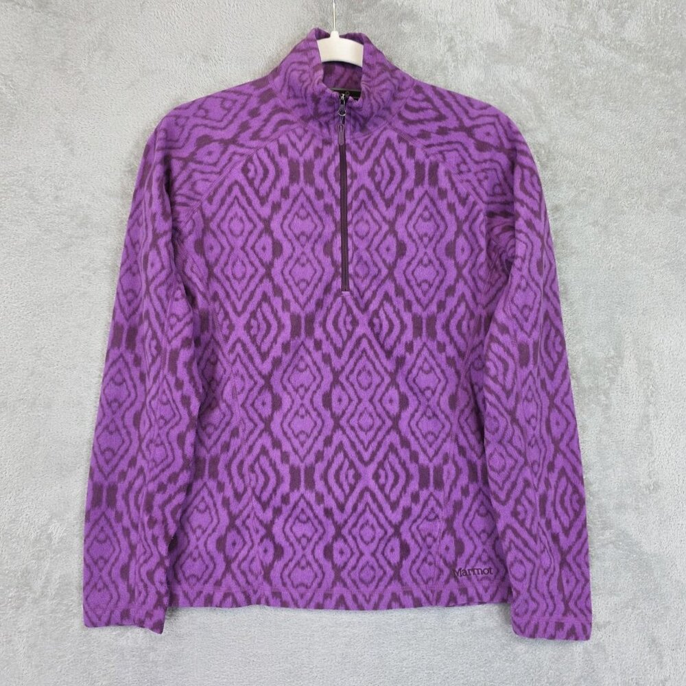 Marmot Rocklin 1/2 Zip Pullover Womens Small Purple Fleece Geometric Pattern